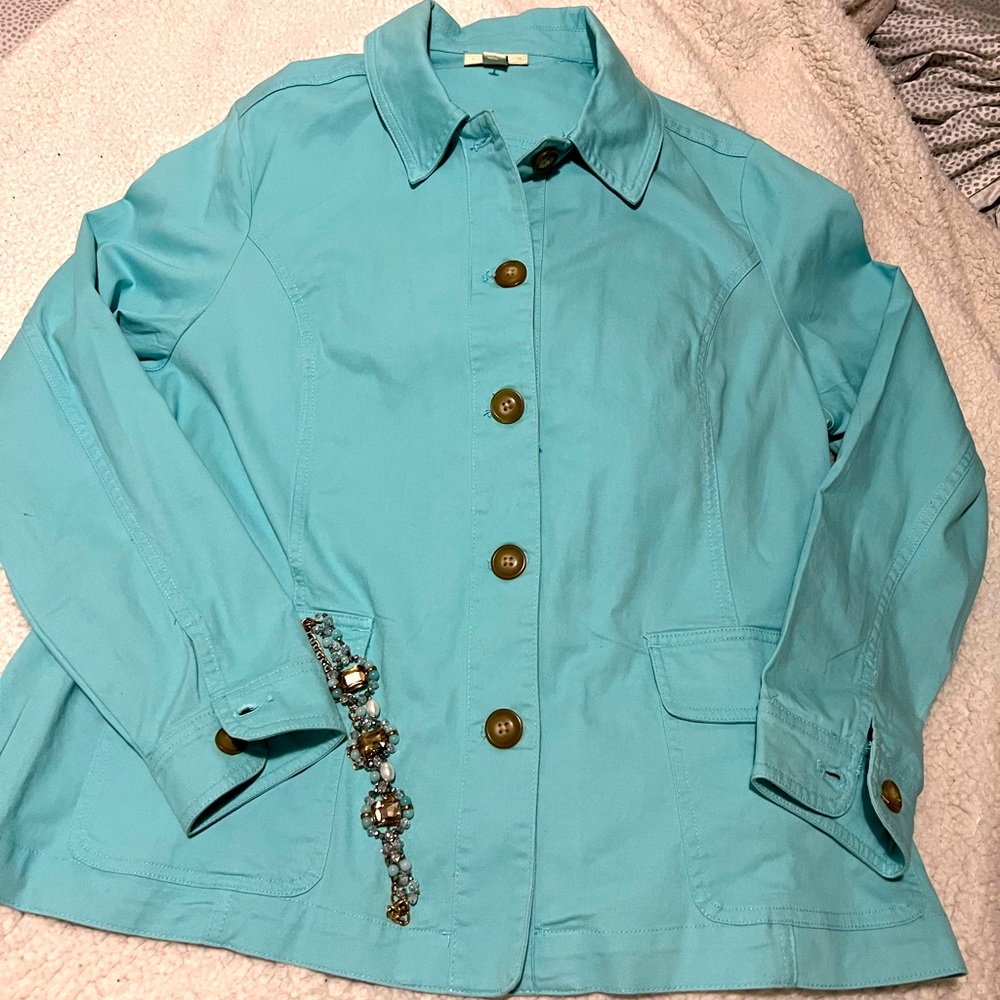 XL teal denim jacket